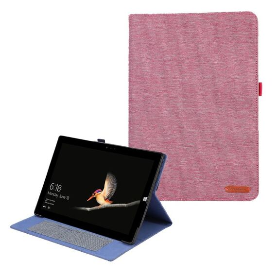 Custodia per tablet in pelle e tessuto per Microsoft Surface Pro 4/5/6/7 (rosa rossa)