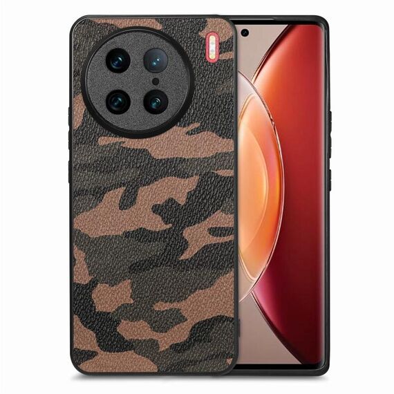 Custodia per telefono con cover posteriore in pelle mimetica per vivo X90 Pro (marrone)