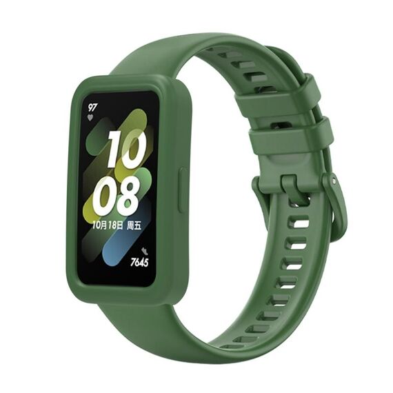 Custodia protettiva in silicone per Huawei Band 8 + kit cinturino in silicone (verde)