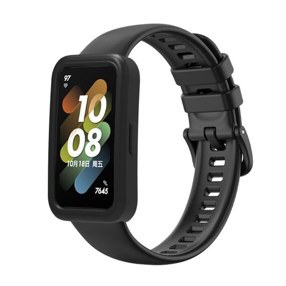 Custodia protettiva in silicone per Huawei Band 8 + kit cinturino in silicone (nero)