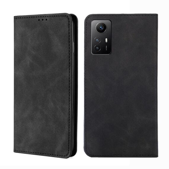 Custodia per telefono in pelle magnetica per Xiaomi Redmi Note 12S 4G Skin Feel (nera)