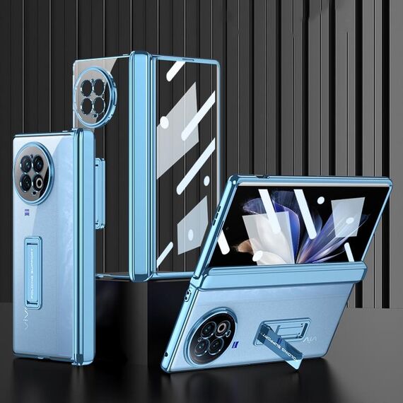 Custodia per telefono con cerniera pieghevole integrata per vivo X Fold2 GKK con supporto (blu)
