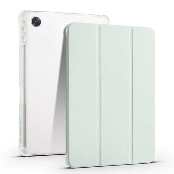 Per OPPO Pad Air 10.36 2022 Custodia per tablet in pelle TPU trasparente pieghevole a 3 pieghe con slot per penna (verde chiaro)