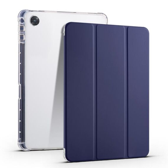Per OPPO Pad Air 10.36 2022 Custodia per tablet in pelle TPU trasparente pieghevole a 3 pieghe con slot per penna (blu scuro)