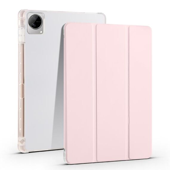Per vivo Pad 11 Custodia per tablet in pelle TPU trasparente pieghevole a 3 pieghe con slot per penna (rosa)