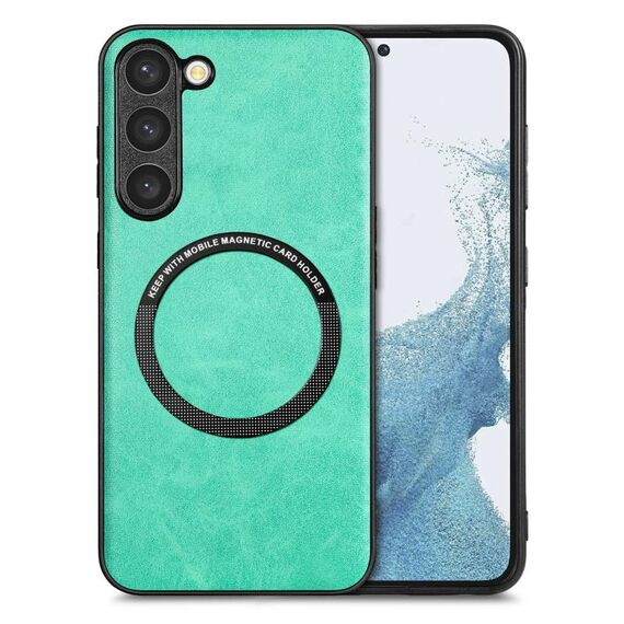 Per Samsung Galaxy S22 + 5G Custodia per telefono con cover posteriore in pelle tinta unita (verde)