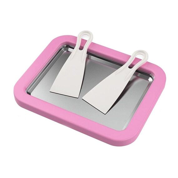Mini macchina per yogurt fritto per uso domestico Vassoio per ghiaccio fritto fai-da-te fatto in casa per bambini, colore: lega di alluminio rosa 22,5x17,5 cm