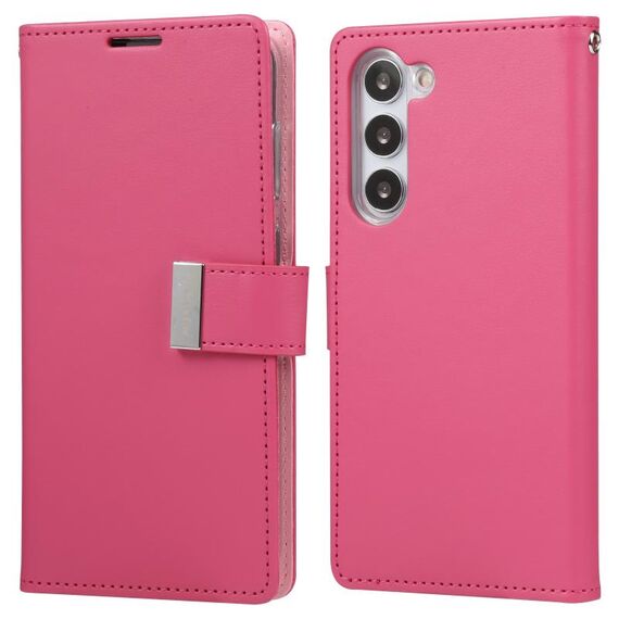 Per Samsung Galaxy S23+ 5G GOOSPERY RICH DIARY Custodia in pelle per telefono Crazy Horse Texture (rosa rossa)