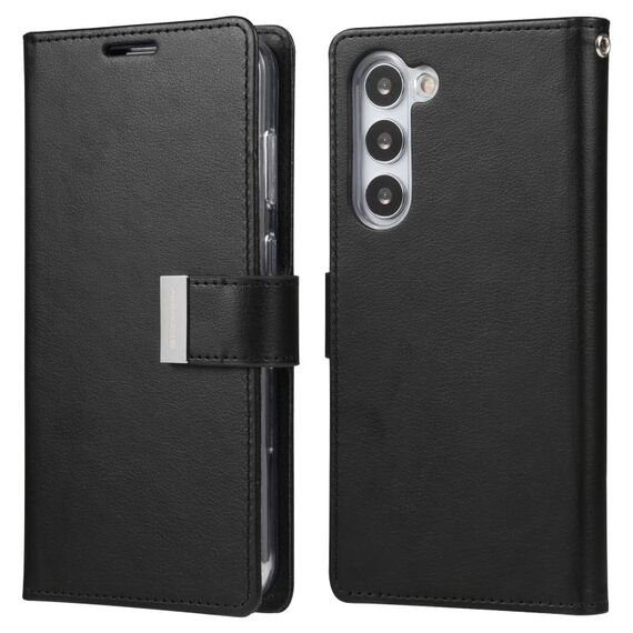 Per Samsung Galaxy S23+ 5G GOOSPERY RICH DIARY Custodia in pelle per telefono Crazy Horse Texture (nero)