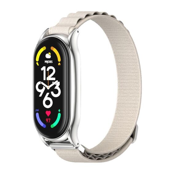 Per Xiaomi Mi Band 7/7 NFC MIJOBS PLUS Cinturino in nylon traspirante (grigio argento)