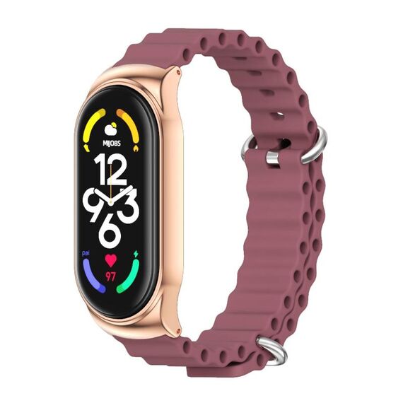 Per Xiaomi Mi Band 6/5/4/3 MIJOBS CS Marine Cinturino in silicone traspirante (vino rosso oro rosa)