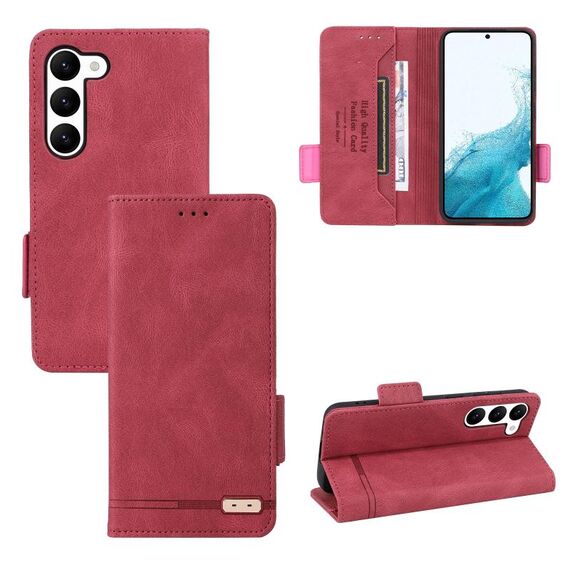 Custodia per telefono in pelle con chiusura magnetica per Samsung Galaxy S23 5G (rosso)