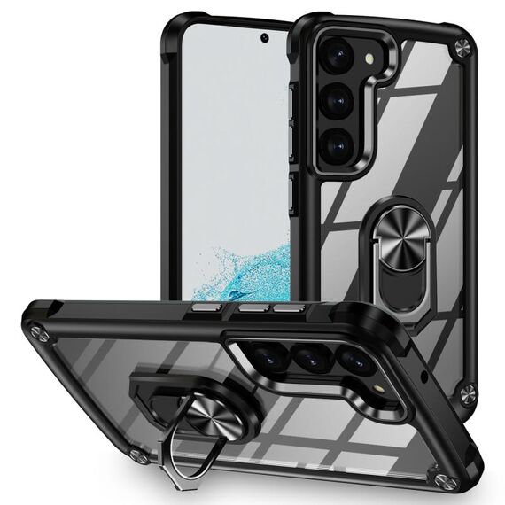 Per Samsung Galaxy S23 5G TPU + custodia protettiva per obiettivo PC con supporto ad anello (nero)