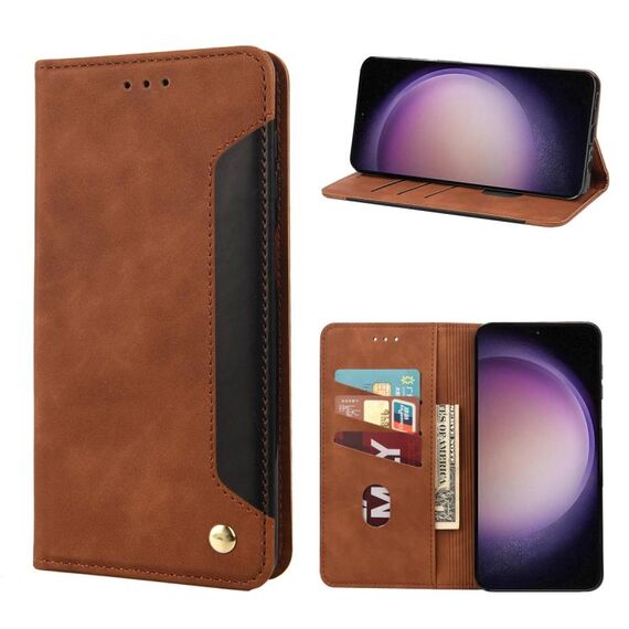 Per Samsung Galaxy S23 5G Skin Feel Custodia in pelle per giunture (marrone)