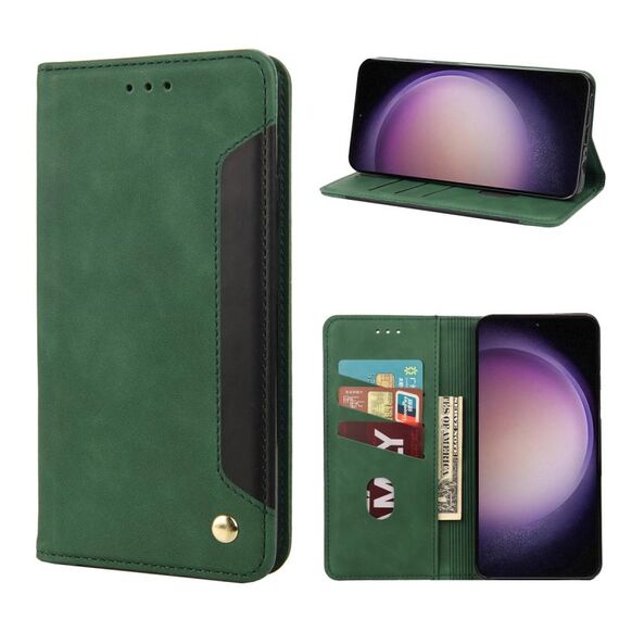 Per Samsung Galaxy S23 5G Skin Feel Custodia in pelle per splicing (verde)