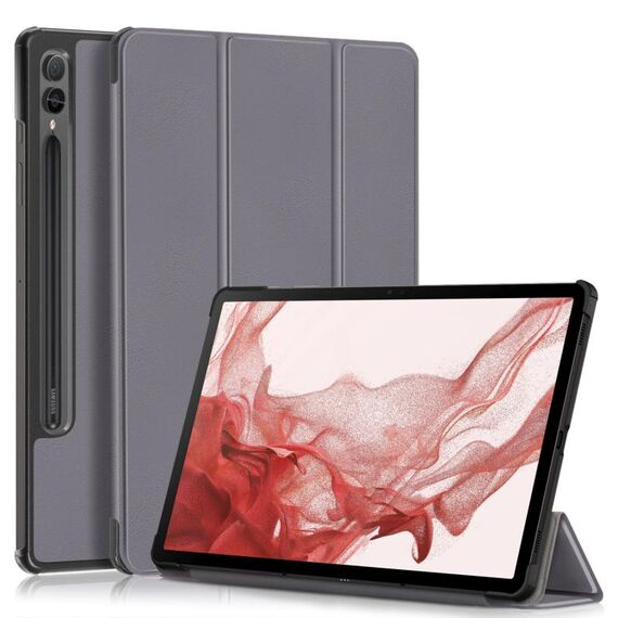 Per Samsung Galaxy Tab S9+ Custer custodia per tablet in pelle con supporto a 3 pieghe in puro colore (grigio)