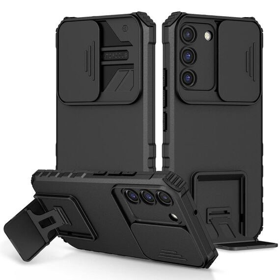Per Samsung Galaxy S22 5G supporto stereoscopico custodia per telefono camshield scorrevole (nero)