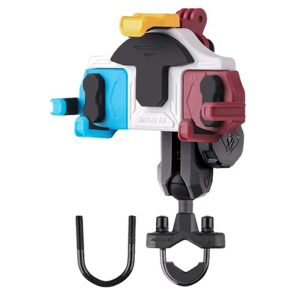 MOTOSLG Supporto per morsetto per telefono moto granchio Supporto per barra di tipo U con blocco antifurto (blu bianco rosso)