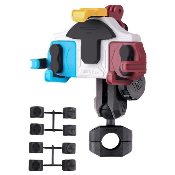 MOTOSLG Crab Supporto per morsetto per telefono moto O-Type Supporto per specchietto retrovisore con blocco antifurto (Blu Bianco Rosso)