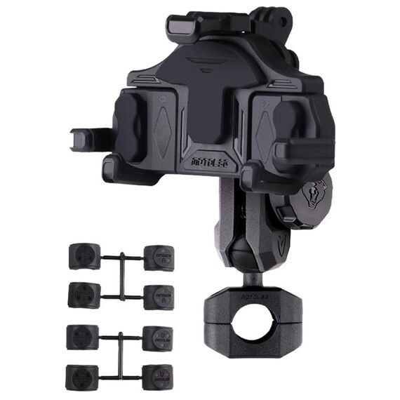 MOTOSLG Crab Supporto per morsetto per telefono moto O-Type Supporto per specchietto retrovisore con blocco antifurto (nero)