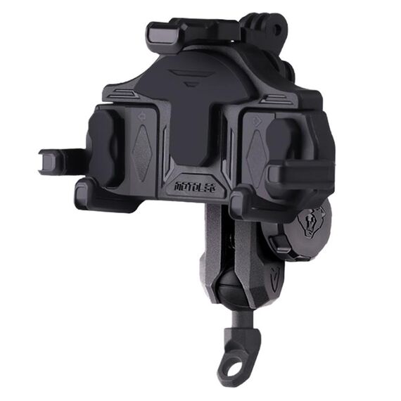 MOTOSLG Supporto per morsetto per telefono moto granchio Supporto per specchietto retrovisore tipo L con blocco antifurto (nero)