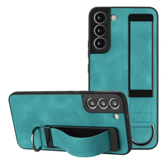 Per Samsung Galaxy S22 5G Custodia per cellulare posteriore in pelle con supporto per cinturino (verde)