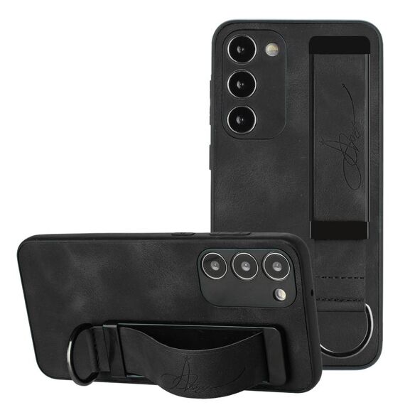 Per Samsung Galaxy S23 5G Custodia per cellulare posteriore in pelle con supporto per cinturino (nero)