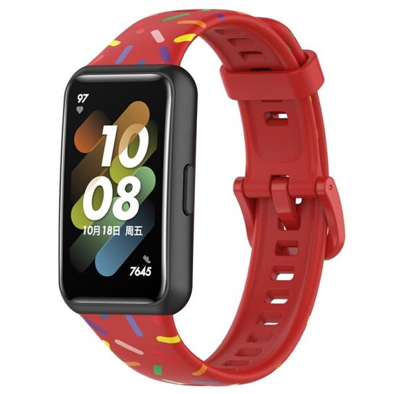 Per Huawei Band 7 Sports Rainbow Dots Cinturino in silicone (rosso)