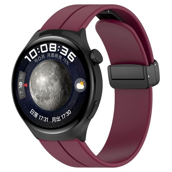 Cinturino in silicone con fibbia pieghevole per Huawei Watch 4 / Watch 4 Pro (rosso vino)