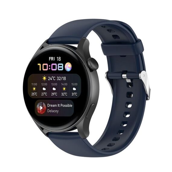 Per Huawei Watch 4 / Watch 4 Pro Cinturino per orologio con fibbia in acciaio inossidabile in silicone tinta unita (blu navy)