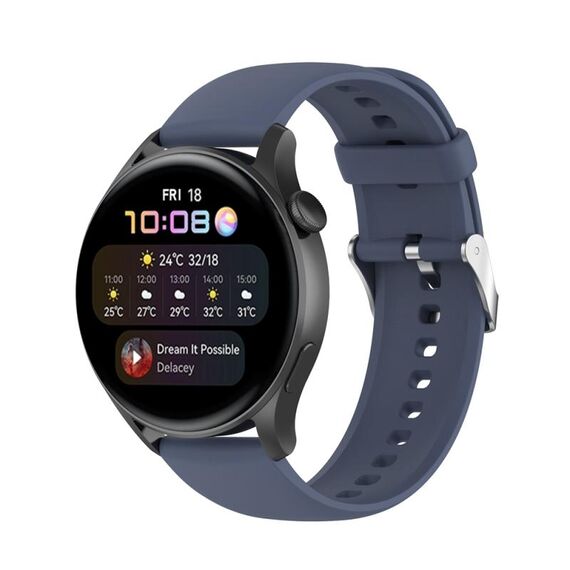 Per Huawei Watch 4 / Watch 4 Pro Cinturino per orologio con fibbia in acciaio inossidabile in silicone tinta unita (grigio blu)
