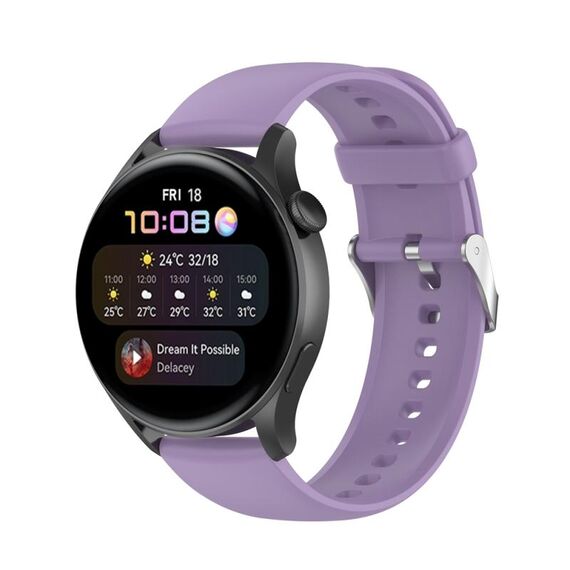 Per Huawei Watch 4 / Watch 4 Pro Cinturino per orologio con fibbia in acciaio inossidabile in silicone tinta unita (viola chiaro)