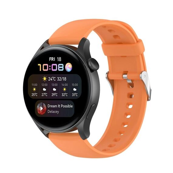 Per Huawei Watch 4 / Watch 4 Pro Cinturino per orologio con fibbia in acciaio inossidabile in silicone tinta unita (arancione)