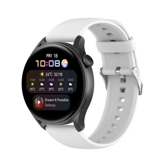 Per Huawei Watch 4 / Watch 4 Pro cinturino con fibbia in acciaio inossidabile in silicone tinta unita argento (bianco)