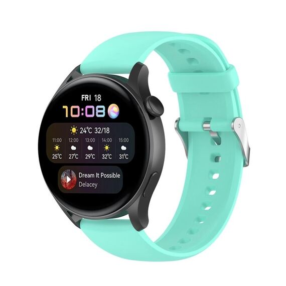 Per Huawei Watch 4 / Watch 4 Pro Cinturino per orologio con fibbia in acciaio inossidabile in silicone tinta unita (verde acqua)