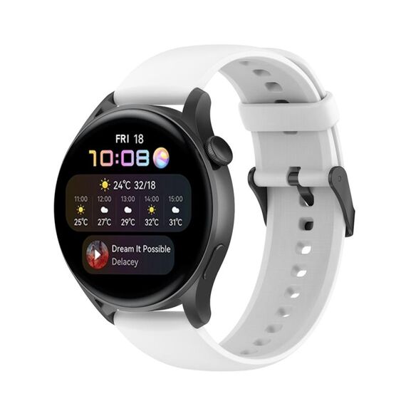 Per Huawei Watch 4 / Watch 4 Pro cinturino con fibbia nera in acciaio inossidabile in silicone tinta unita (bianco)