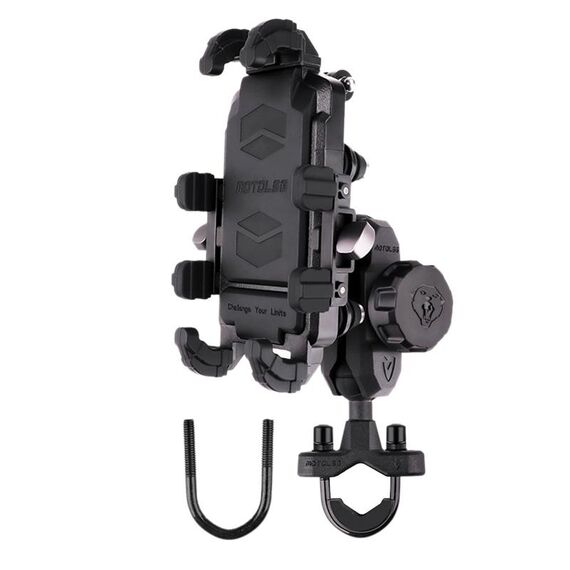 MOTOSLG Supporto per morsetto per telefono moto granchio Supporto per barra di tipo U con blocco antifurto (nero)