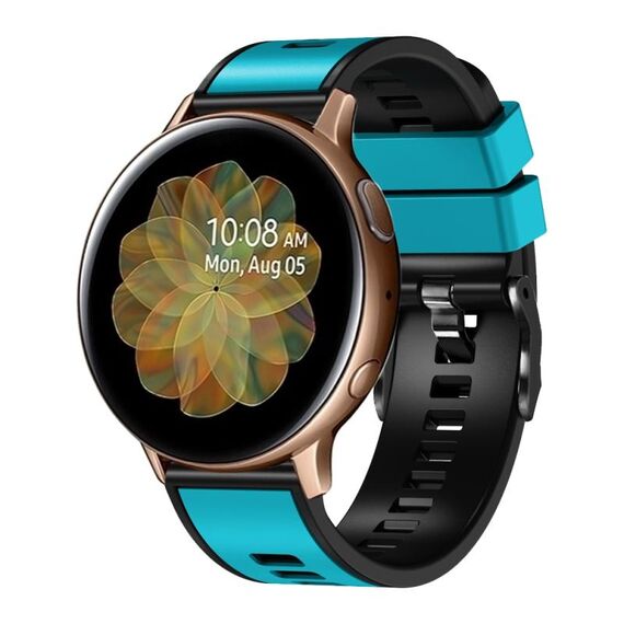 Per Garmin Forerunner 265S / 255S / Venu 2S Cinturino in silicone bicolore intrecciato da 18 mm (azzurro cielo nero)