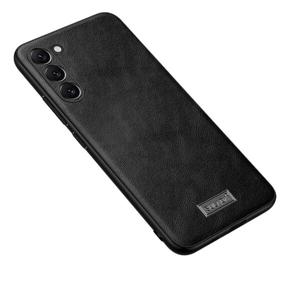 Per Samsung Galaxy S23 5G SULADA TPU antiurto + custodia per telefono in pelle fatta a mano (nero)