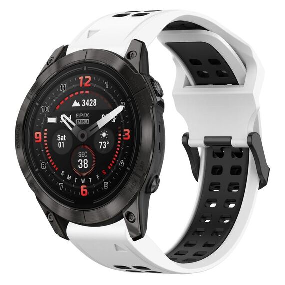 Per Garmin Epix Pro 47mm 22mm cinturino in silicone con fibbia inversa bicolore (bianco + nero)
