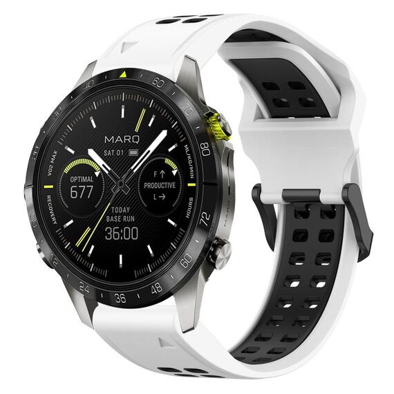 Per Garmin MARQ Athlete Gen 2 22mm Cinturino in silicone con fibbia inversa bicolore (bianco + nero)