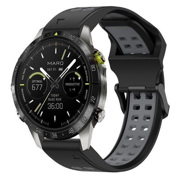 Per Garmin MARQ Athlete Gen 2 22mm Cinturino in silicone con fibbia inversa bicolore (nero + grigio)