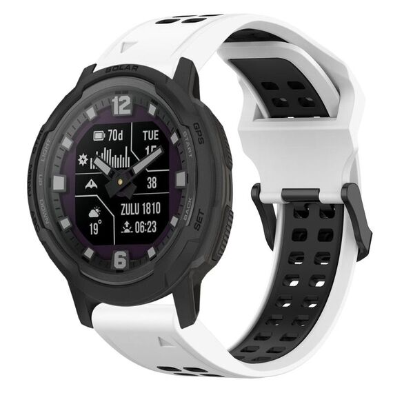 Per Garmin Instinct Crossover 22mm cinturino in silicone con fibbia inversa bicolore (bianco + nero)