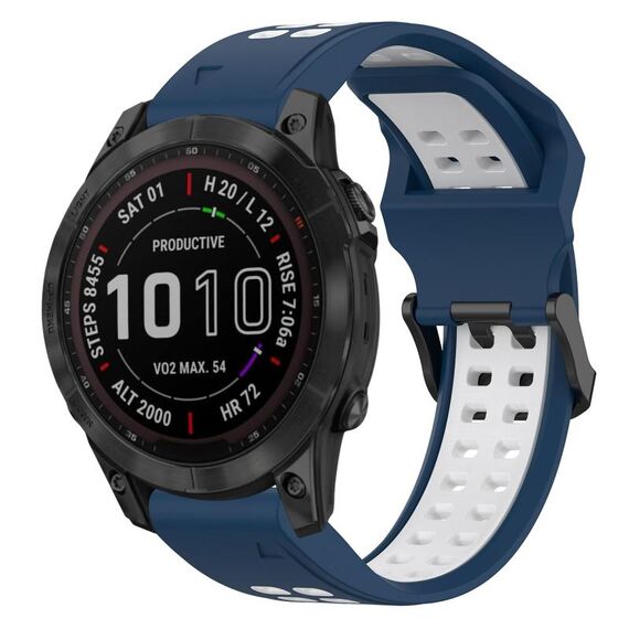 Per Garmin Fenix 7 Sapphire Solar 22mm Cinturino in silicone con fibbia inversa bicolore (blu + bianco)