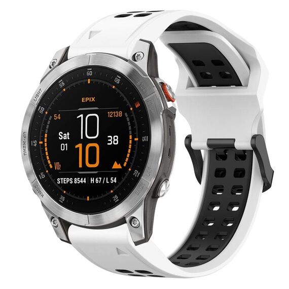 Per Garmin Epix Gen 2 22mm cinturino in silicone con fibbia inversa bicolore (bianco + nero)
