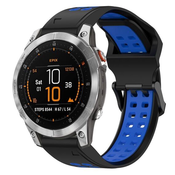 Per Garmin Epix Gen 2 22mm cinturino in silicone con fibbia inversa bicolore (nero + blu)