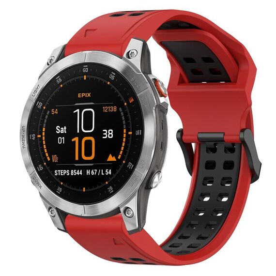 Per Garmin Epix Gen 2 22mm cinturino in silicone con fibbia inversa bicolore (rosso + nero)