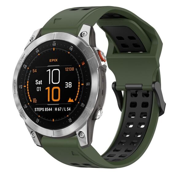 Per Garmin Epix Gen 2 22mm cinturino in silicone con fibbia inversa bicolore (verde militare + nero)