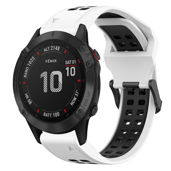 Per Garmin Fenix 6 Pro 22mm cinturino in silicone con fibbia inversa bicolore (bianco + nero)
