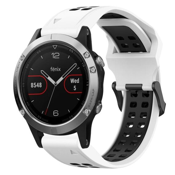 Per Garmin Fenix 5 22mm cinturino in silicone con fibbia inversa bicolore (bianco + nero)